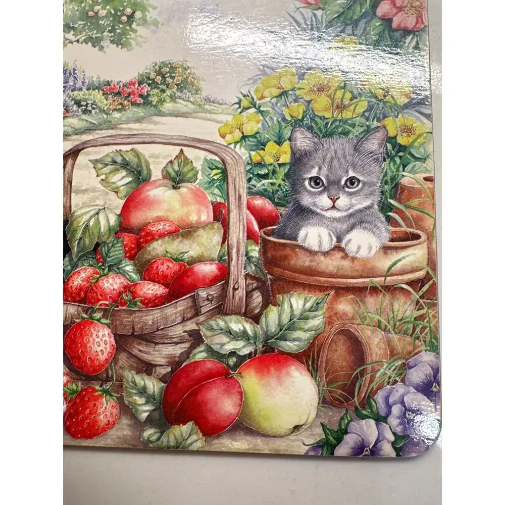 Set of 2 Cork Backed Playful Kitten Garden Table Mats Creative Tops Wall Decor